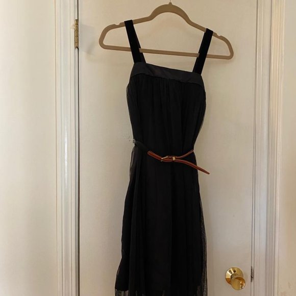 Black sheer midi dress with lining - Picture 4 of 4